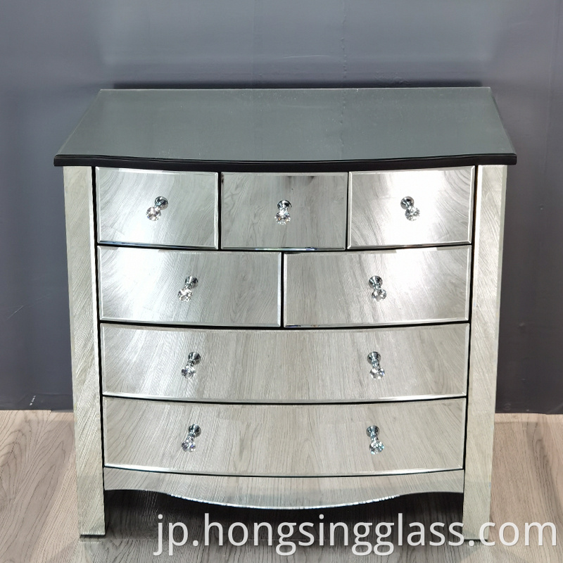 curved mirror 8 drawer chest